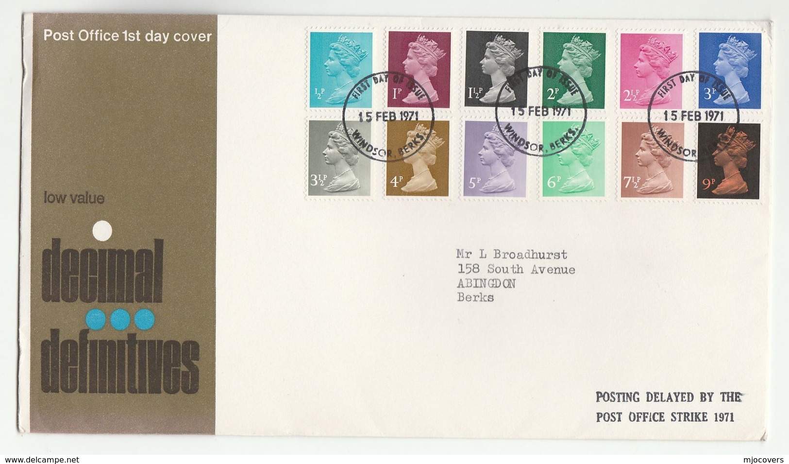 1971 Windsor GB COVER POSTING DELAYED BY POSTAL STRIKE Fdc Stamps Great Britain Postal Strike Definitives - 1971-1980 Decimal Issues