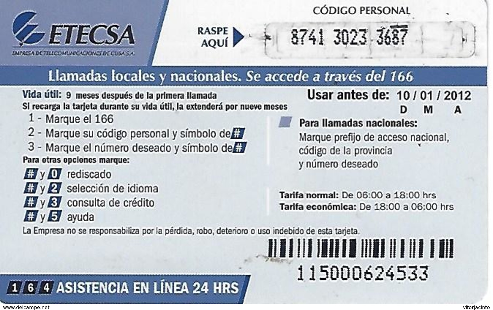 ETECSA - Rechargeable For National And Local Callings - 10.00 MN - Cuba - Cuba