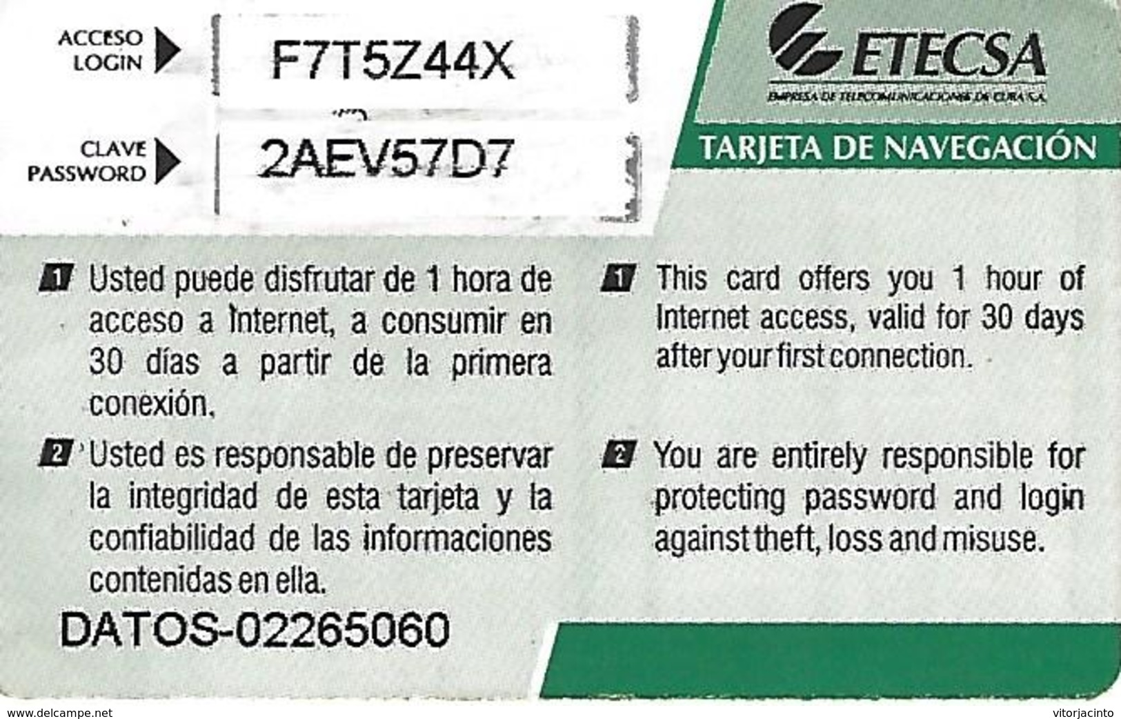 Nauta Visitor - Use Of Mobil Internet - Etecsa - 1 Hour - Cuba - Cuba