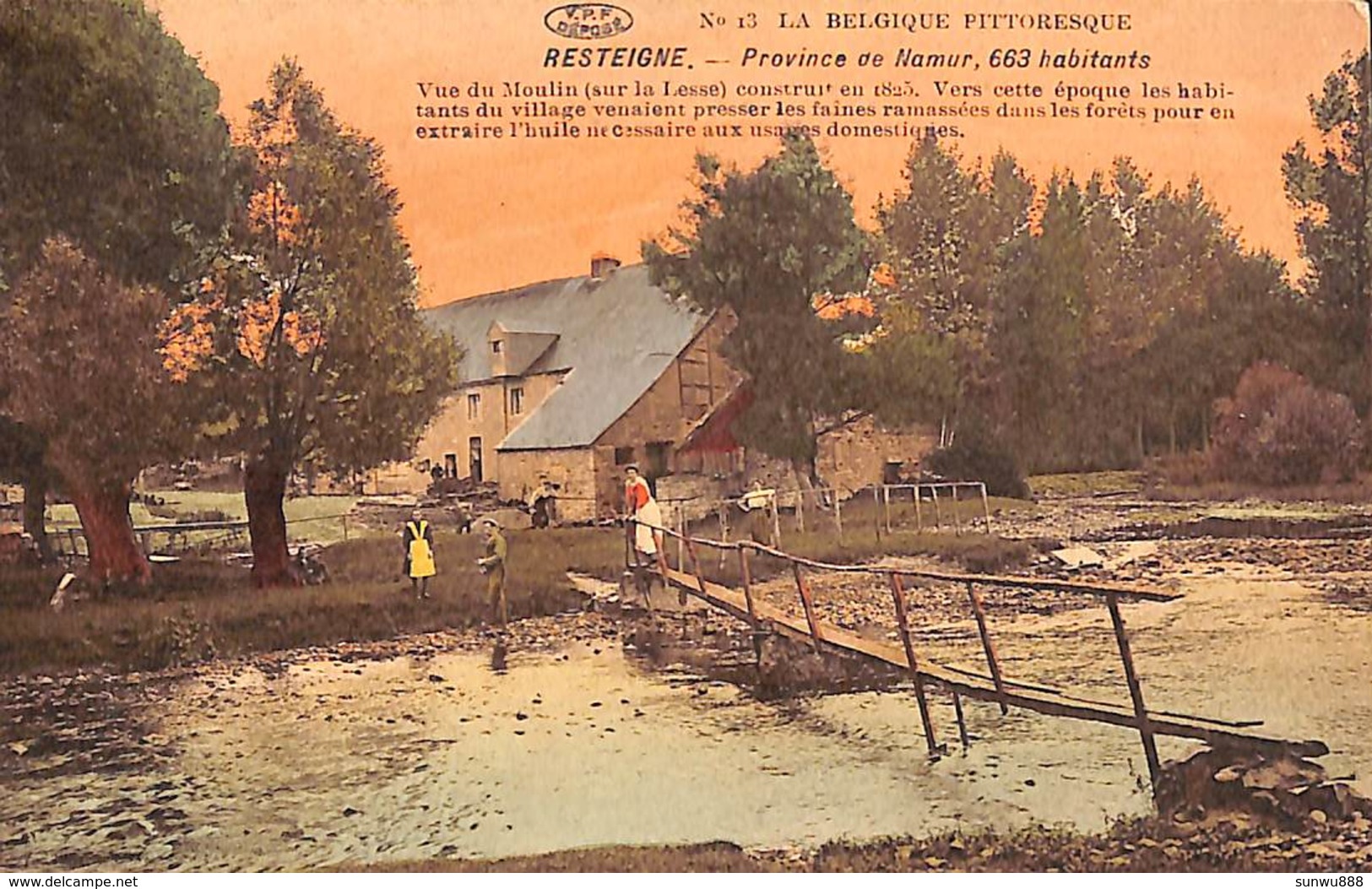 Resteigne - Vue Du Moulin Sur La Lesse (animée, Colorisée, 1914) - Tellin