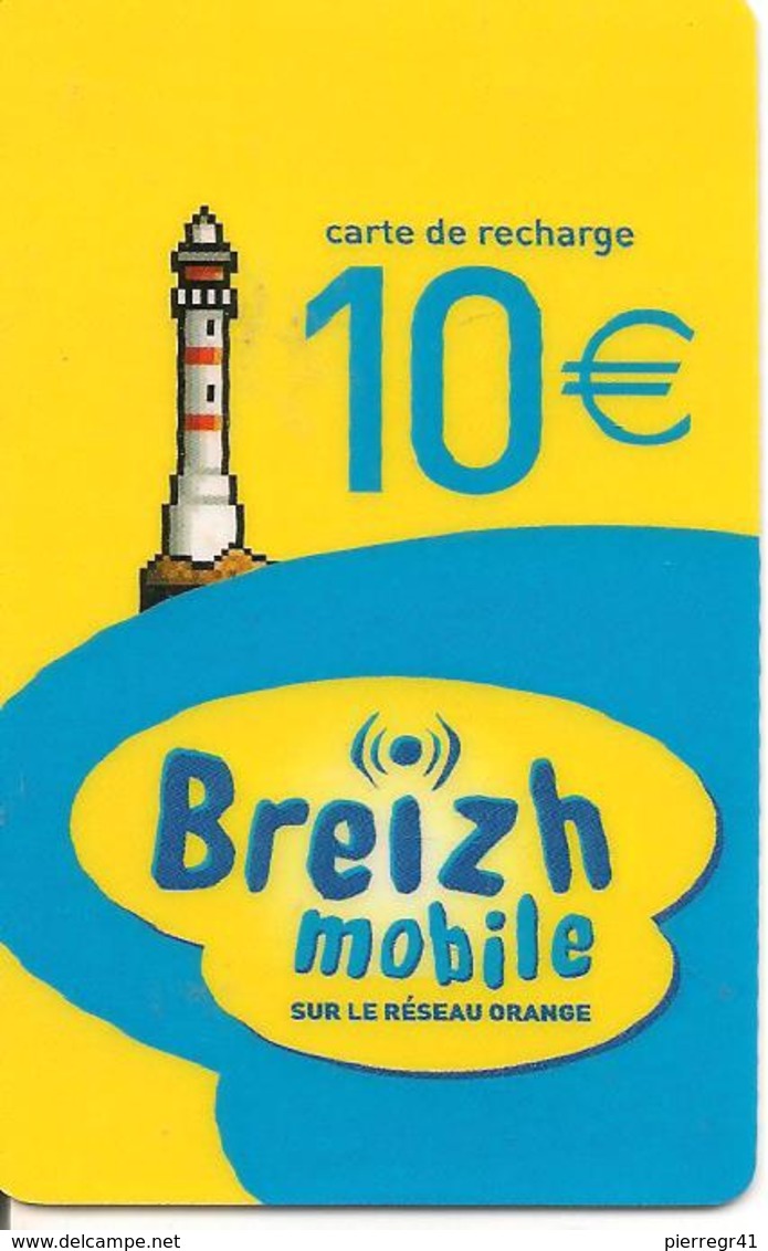 CARTE-BREIZH MOBILE-RECHARGE GSM-10€-30/12/2008-TBE - Mobicartes (recharges)