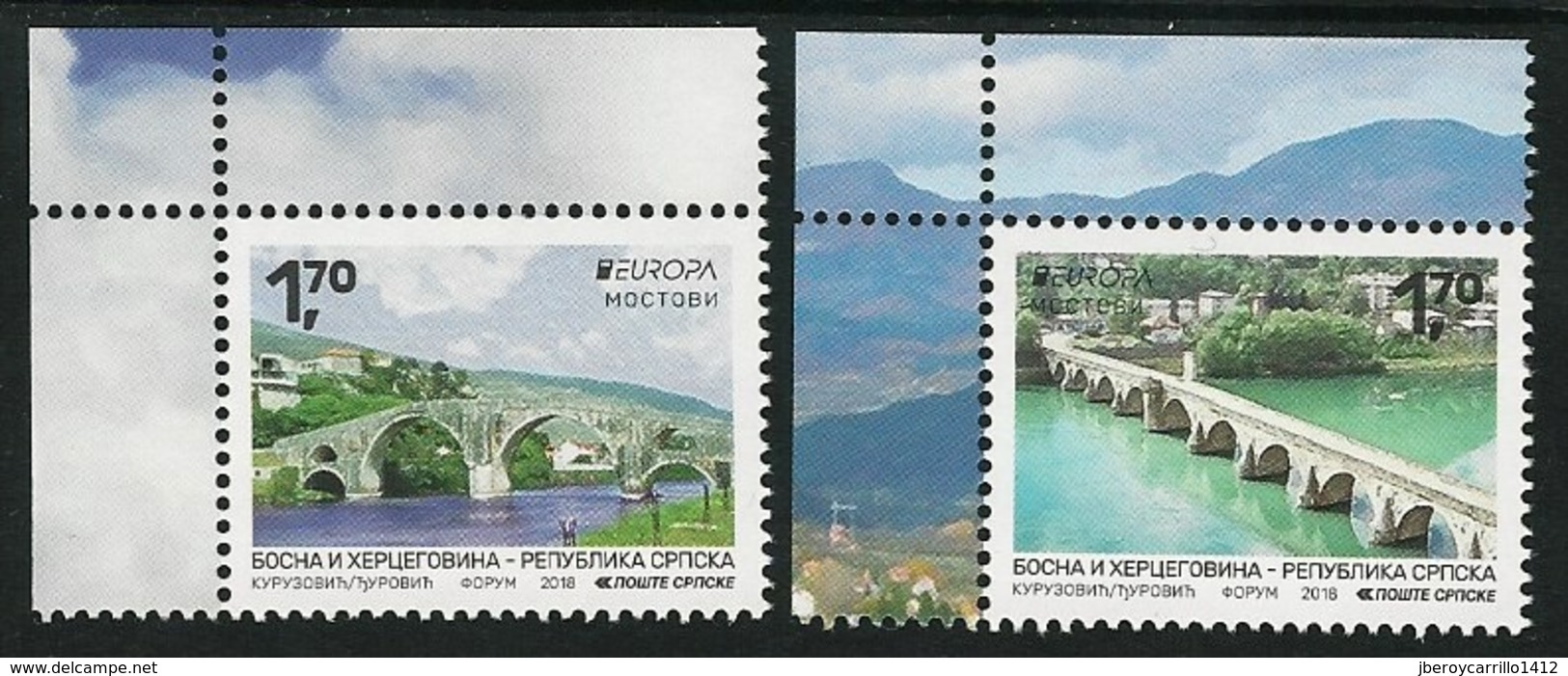 BOSNIA HERZEGOVINA SERBIA/ BOSNIEN SERBIEN/ BOSNIE SERBIE-  EUROPA 2018 -"PUENTES.-BRIDGES -BRÜCKEN -PONTS"- SERIE 2 V. - 2018