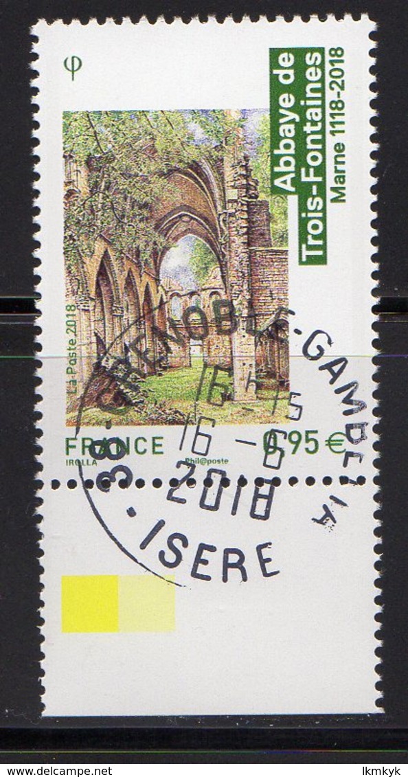 France 2018. Abbaye De Trois-Fontaines Marne.Cachet  Rond Gomme D'origine. - Oblitérés