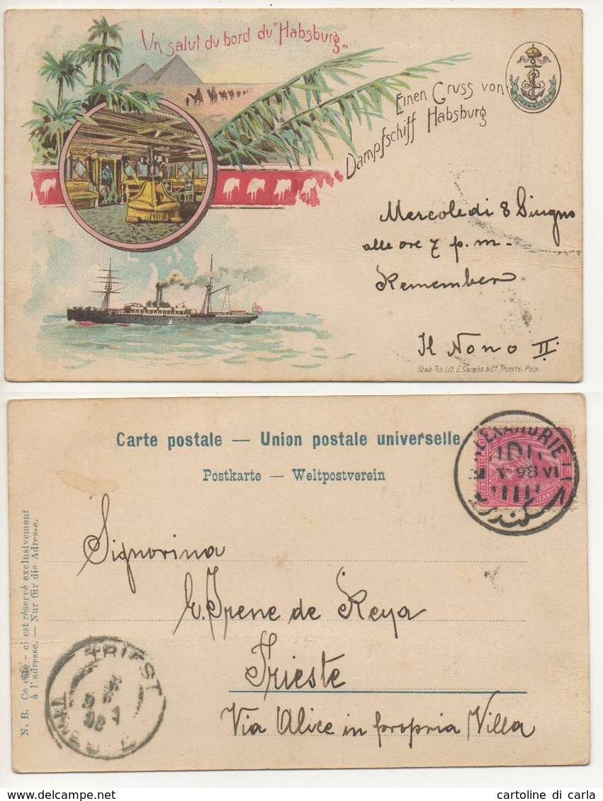 EINEN GRUSS VON DAMPFSCHIFF HABSBURG Cartolina/postcard #106 - Alexandria