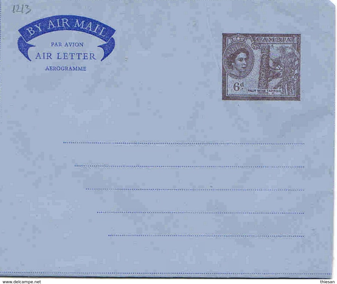 Gambie Aérogramme 6d Aerogram Air Letter Entier Entero Ganzsache Lettre Carta Belege Airmail Cover - Gambie (...-1964)