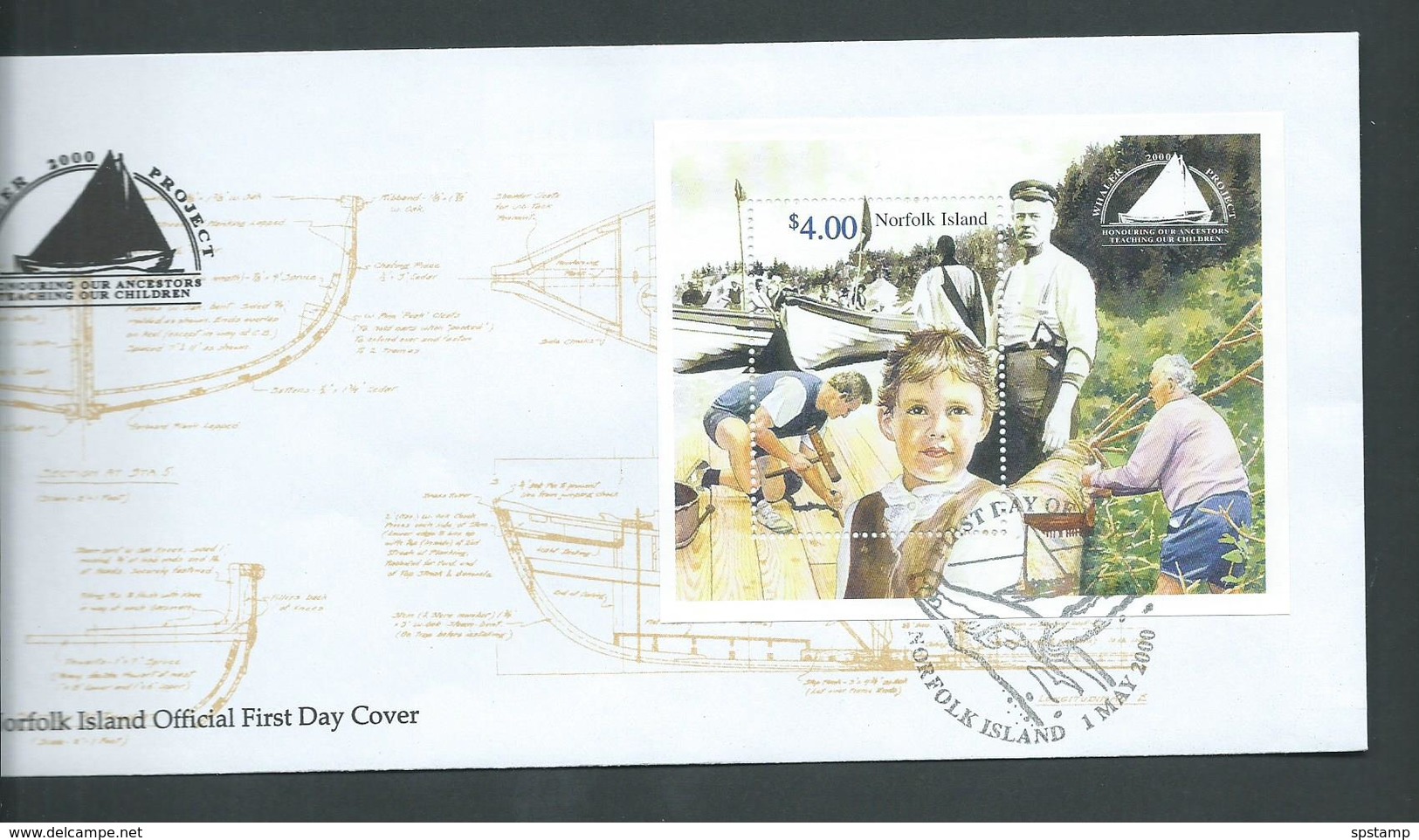 Norfolk Island 2000 $4.00 Whaler Project Miniature Sheet On Official FDC - Norfolk Island