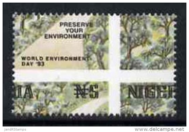 55480 (trees) Nigeria 1993 World Environment Day 5n Forest Road With Vert &amp; Horiz Perfs Misplaced, Divided Along P - Trees