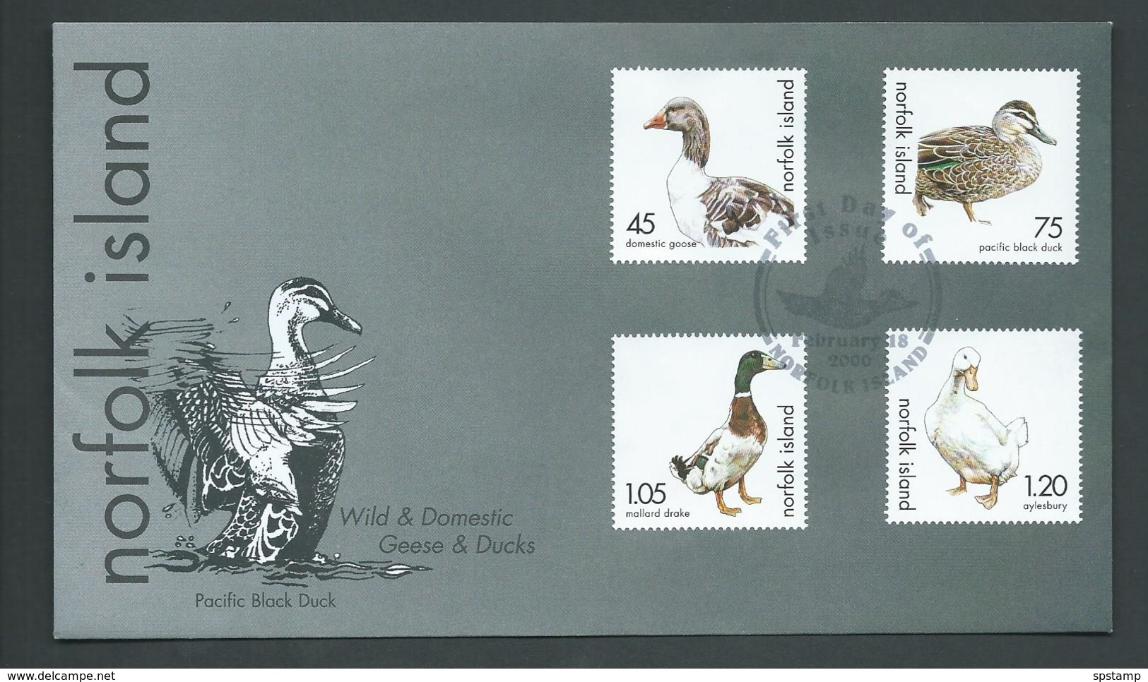 Norfolk Island 2000 $4.00 Geese & Ducks Set 4 On Official FDC - Norfolk Island