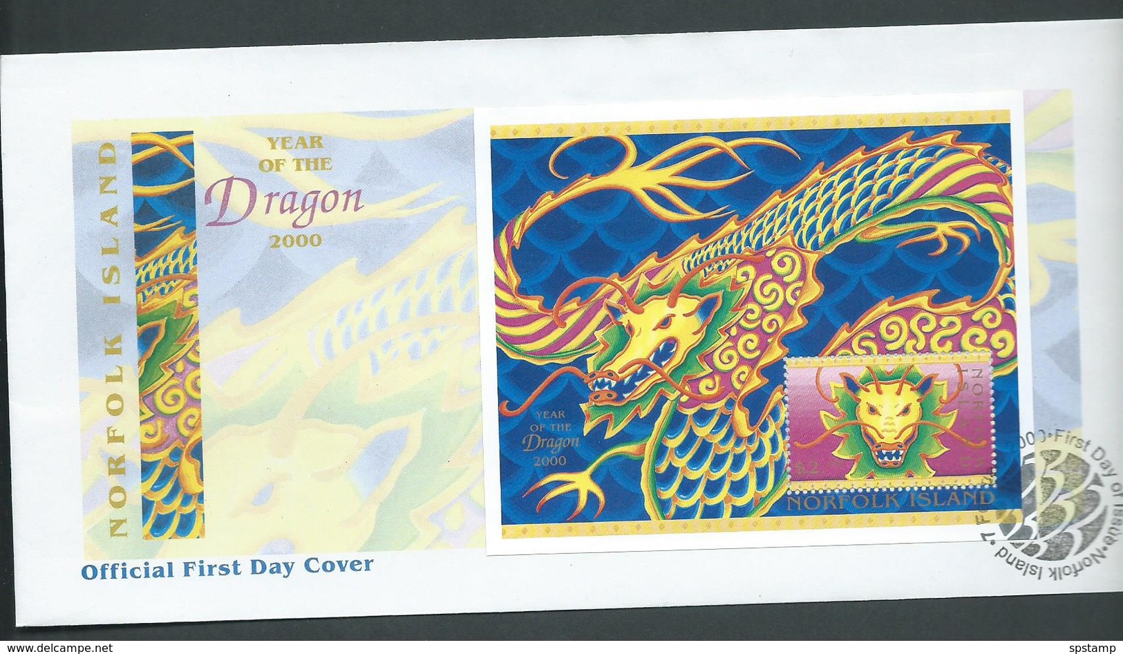 Norfolk Island 2000 Chinese New Year Dragon Miniature Sheet On Official FDC - Norfolk Island