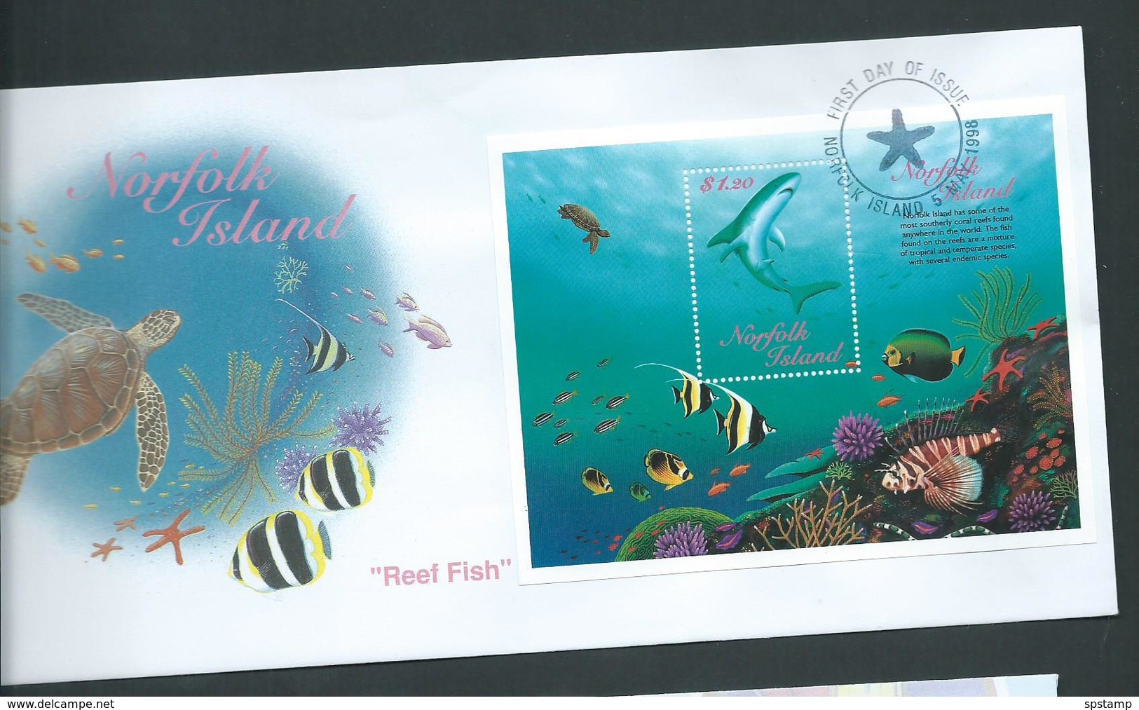 Norfolk Island 1998 Reef Fish Miniature Sheet On Official FDC - Norfolk Island