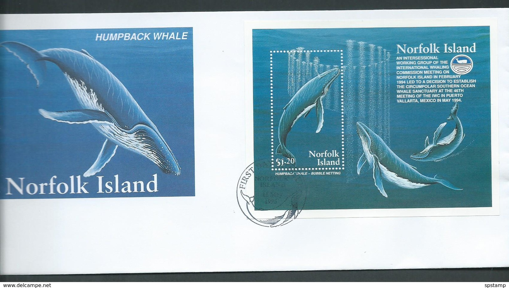 Norfolk Island 1995 Humpback Whales Miniature Sheet On Official FDC - Norfolk Island