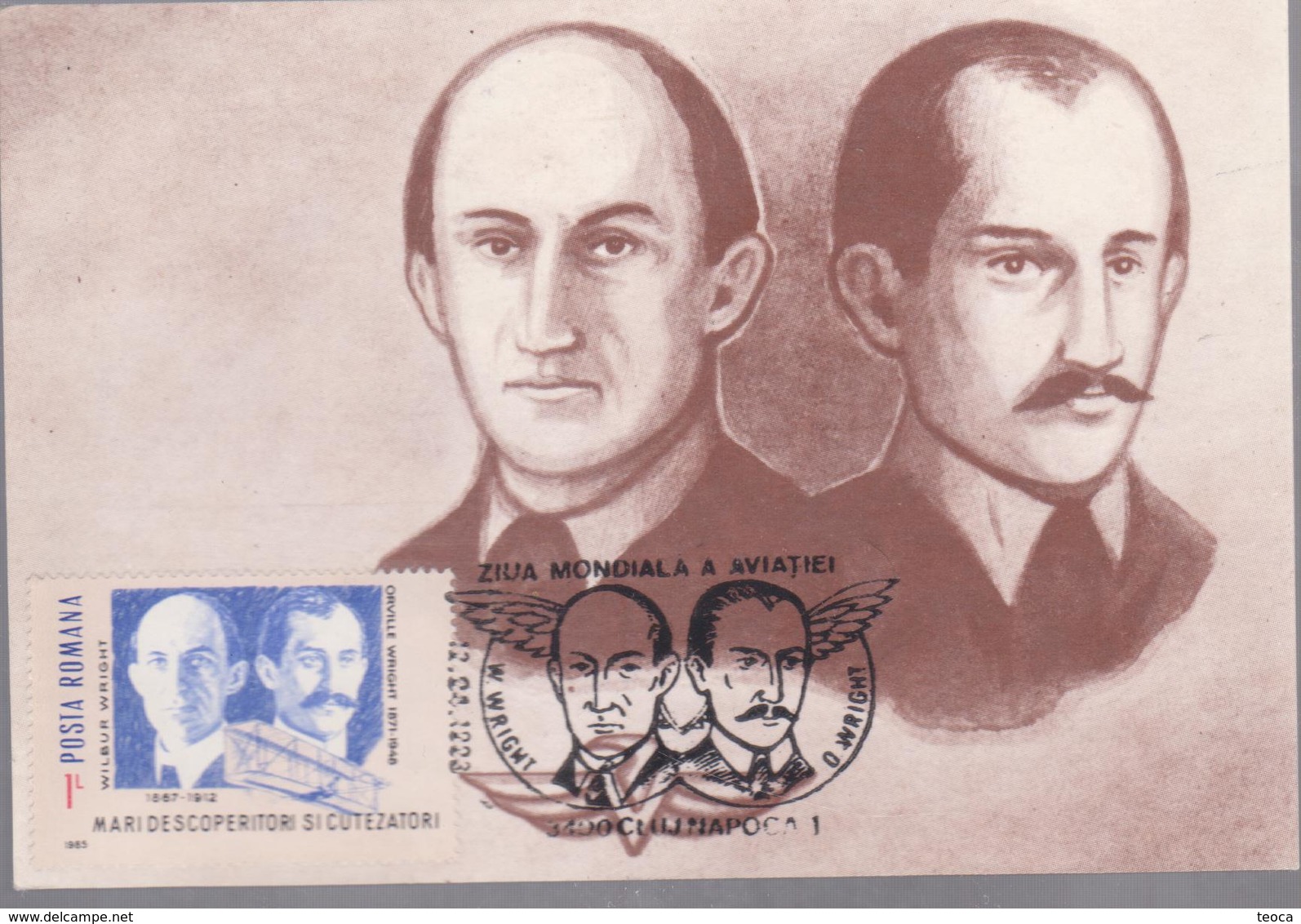 AVIATION, AIRPLANES, FAMOUS PEOPLE BROTHERS WILBUR AND OEVILLE WRIGHT , MAXIMUM CARD ROMANIA 1993 - Maximumkarten (MC)