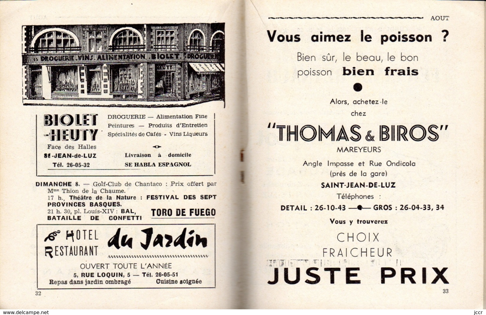 St Jean de Luz en Fêtes - Programme des Fêtes - Saison 1965