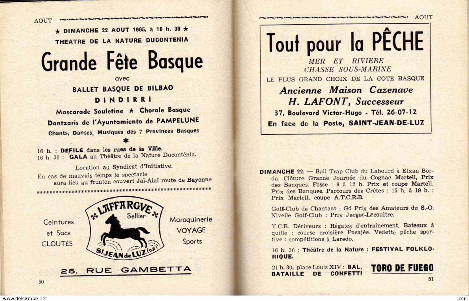 St Jean de Luz en Fêtes - Programme des Fêtes - Saison 1965