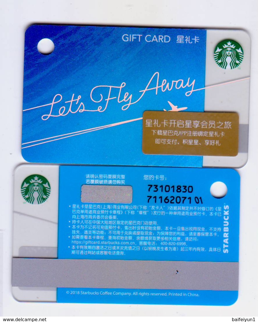 New Starbucks 2018 China Mini Let’s Fly Away Used Card RMB100 - Gift Cards