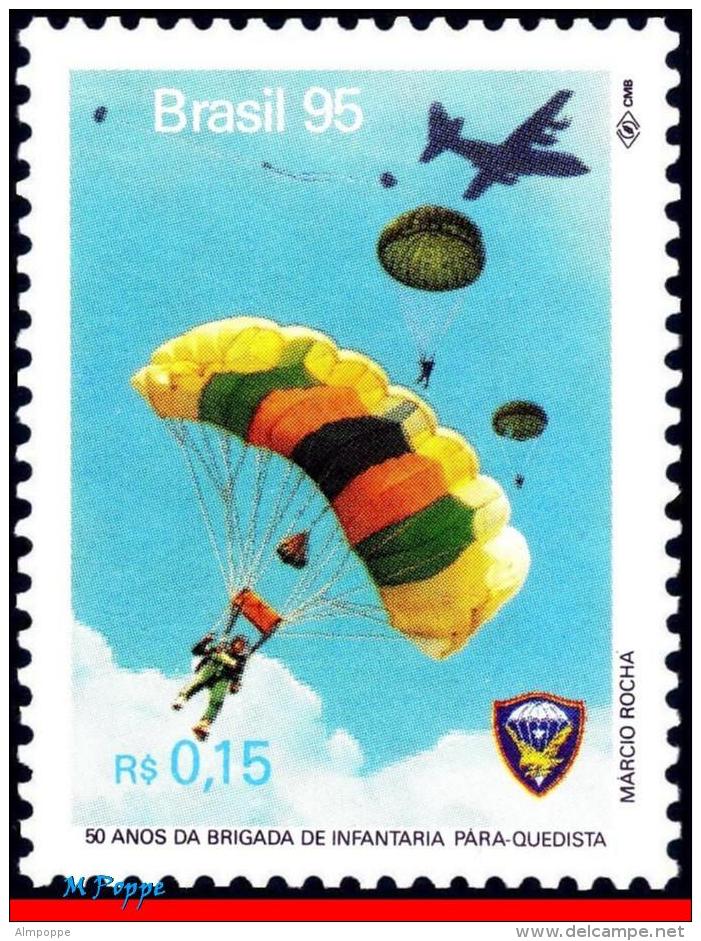 Ref. BR-2548 BRAZIL 1995 SPORTS, PARASHUTE BRIGADE, PLANE,, PARACHUTIST, MI# 2659, MNH 1V Sc# 2548 - Parachutting