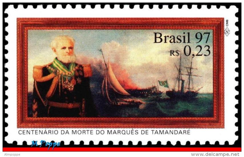 Ref. BR-2616 BRAZIL 1997 FAMOUS PEOPLE, MARQUIS OF TAMANDARE,, NAVAL OFFICER, SHIPS, MI# 2737, MNH 1V Sc# 2616 - Militaria