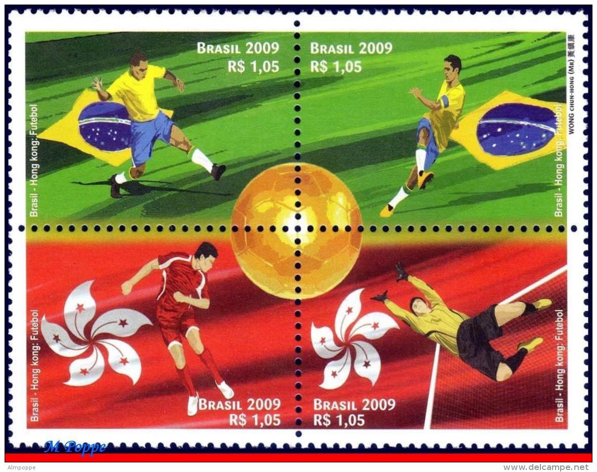 Ref. BR-3114 BRAZIL 2009 FOOTBALL-SOCCER, JOINT ISSUES - HONG KONG, SPORT - SET MINT MNH 4V Sc# 3114 - Unused Stamps