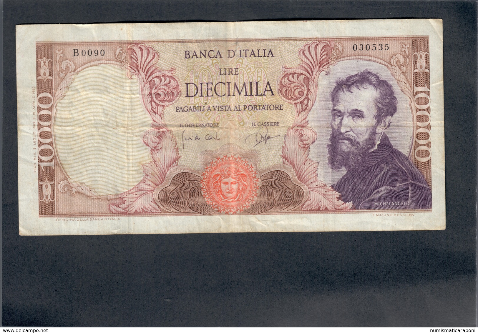 10000 LIRE MICHELANGELO 03 07 1962  LOTTO 160 - 10000 Lire