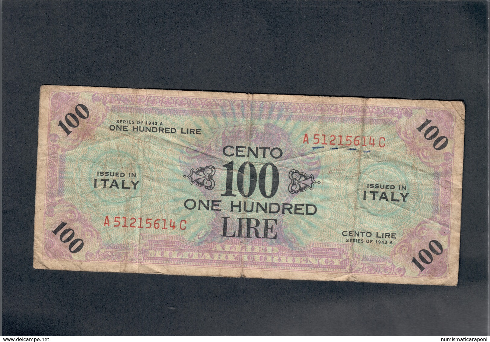 100 AM LIRE 1943 SERIE BILINGUE A....C  LOTTO 215 - Occupazione Alleata Seconda Guerra Mondiale