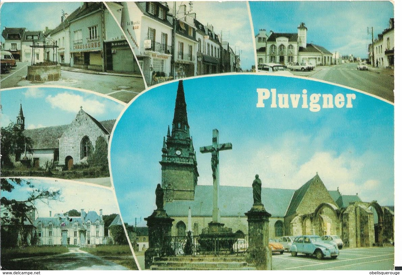 56 PLUVIGNIER -MULTI VUES- L'église- Le  VILLAGEn 1983  HOTeL DE VILLE - Pluvigner