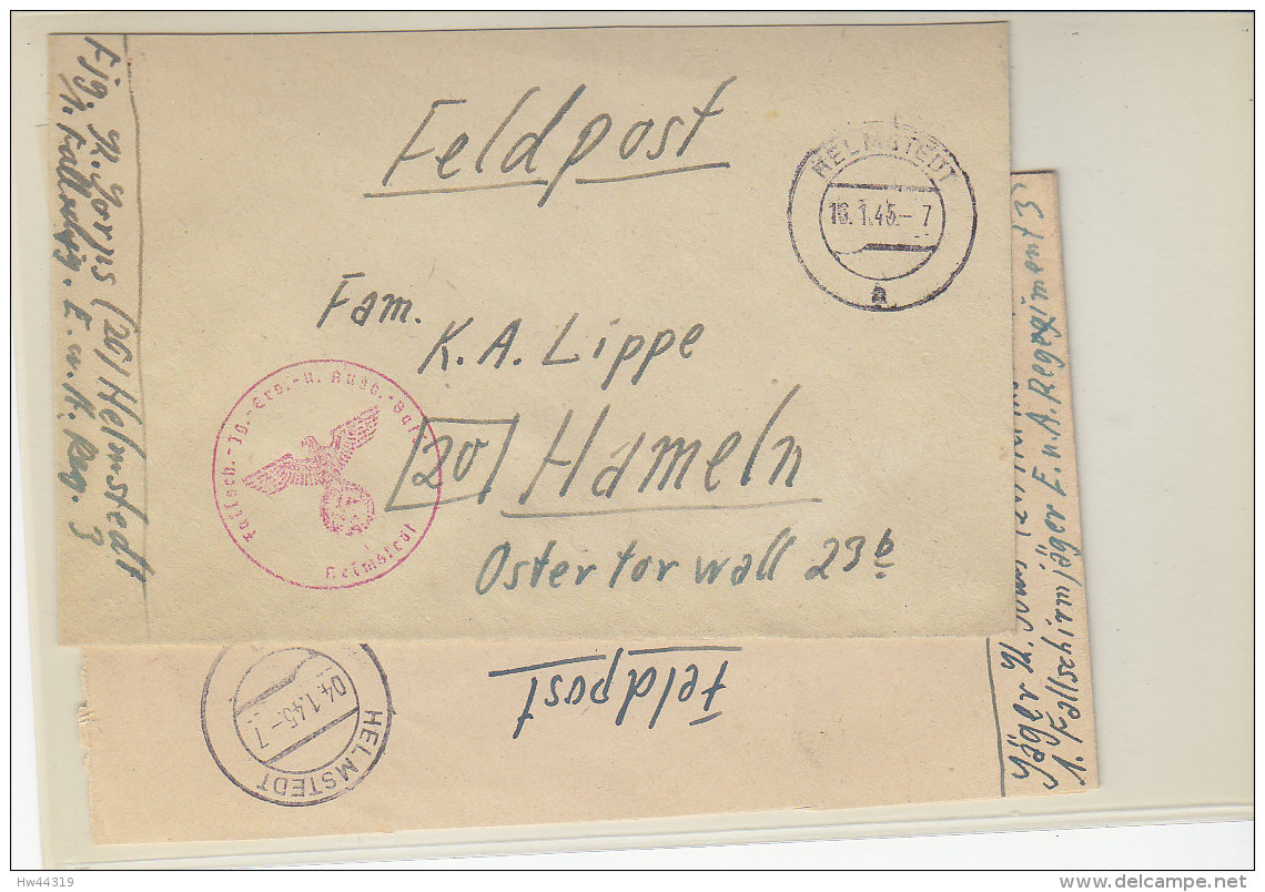 2 Feldpostbriefe Vom Fallschirm-Jäg.Ers.u.Ausb.Rgt.3 Aus Helmstedt 4+16.1.45 - Briefe U. Dokumente
