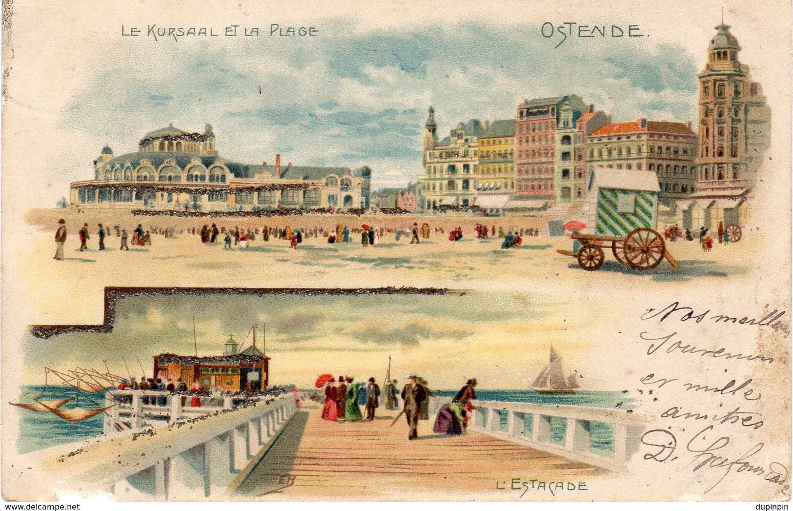 OSTENDE  -  LE KURSAAL ET LA PLAGE  -  L'ESTACADE - Oostende