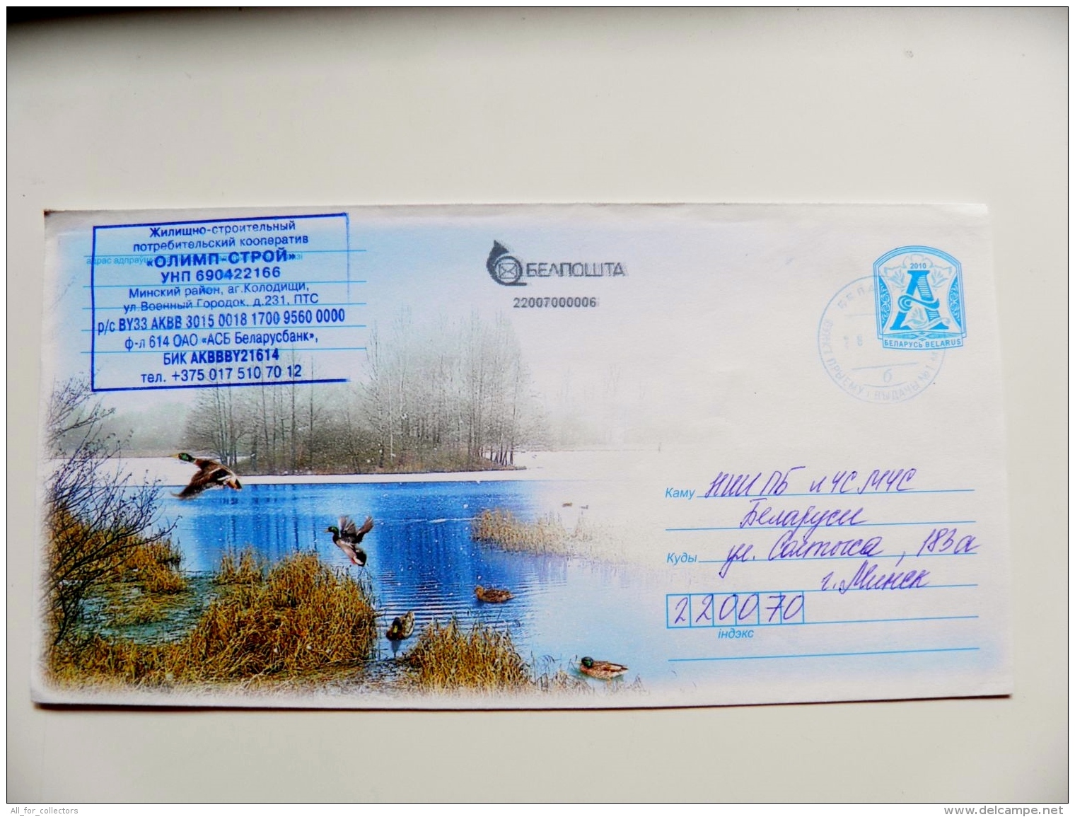 Cover Sent From Belarus Postal Stationery Animals Birds Oiseaux Ducks - Bielorussia