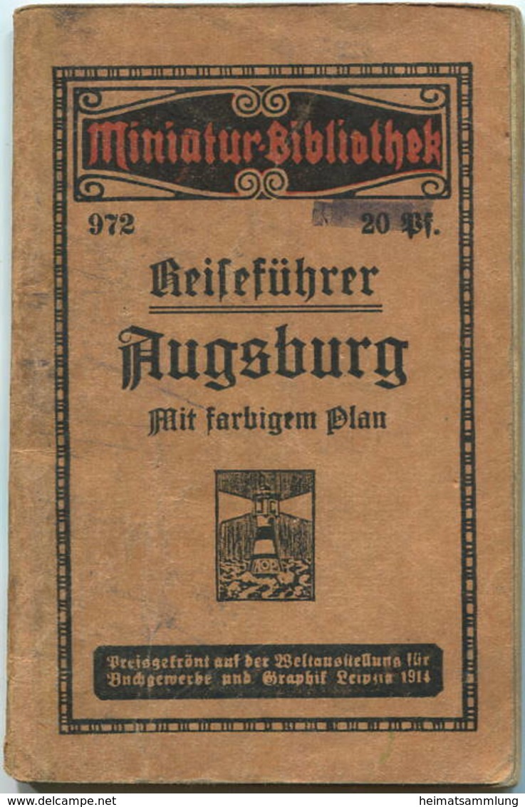 Miniatur-Bibliothek Nr. 972 - Reiseführer Augsburg Mit Farbigem Plan Von H. Caspary - 8cm X 12cm - 40 Seiten Ca. 1910 - - Otros & Sin Clasificación