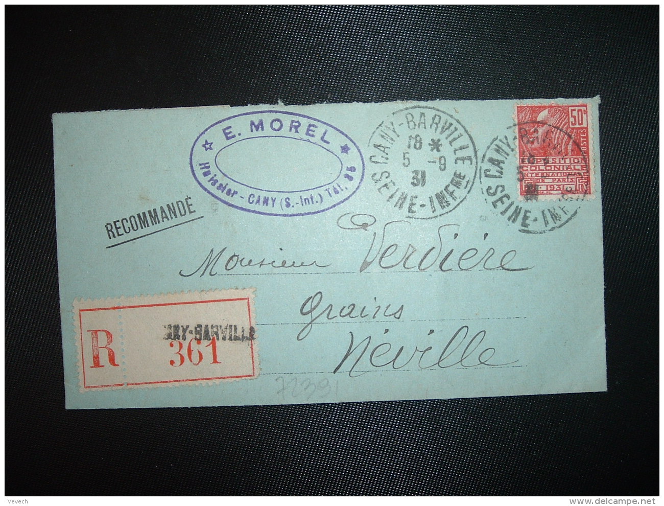 LR TP FACHI 50c X3 OBL.3-9 31 CANY-BARVILLE SEINE-INFRE (76) E. MOREL Huissier + PROTET - Postal Rates