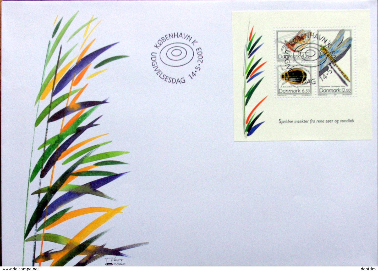 DENMARK 2003 Rare Insects   MInr.1338-40   Block 21    FDC  ( Lot  3973 ) - FDC