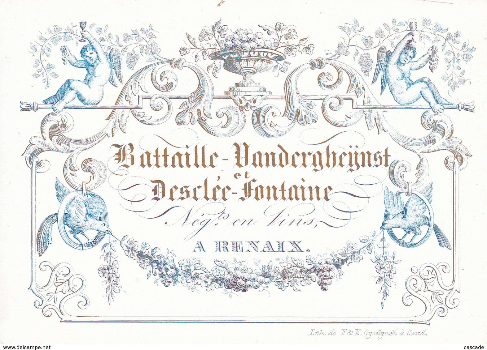 Renaix Ronse Porseleinkaart Carte Porcelaine,  Bataille–Vandergheijnst Et Desclee-Fontaine, Negts En Vins A Renaix - Renaix - Ronse