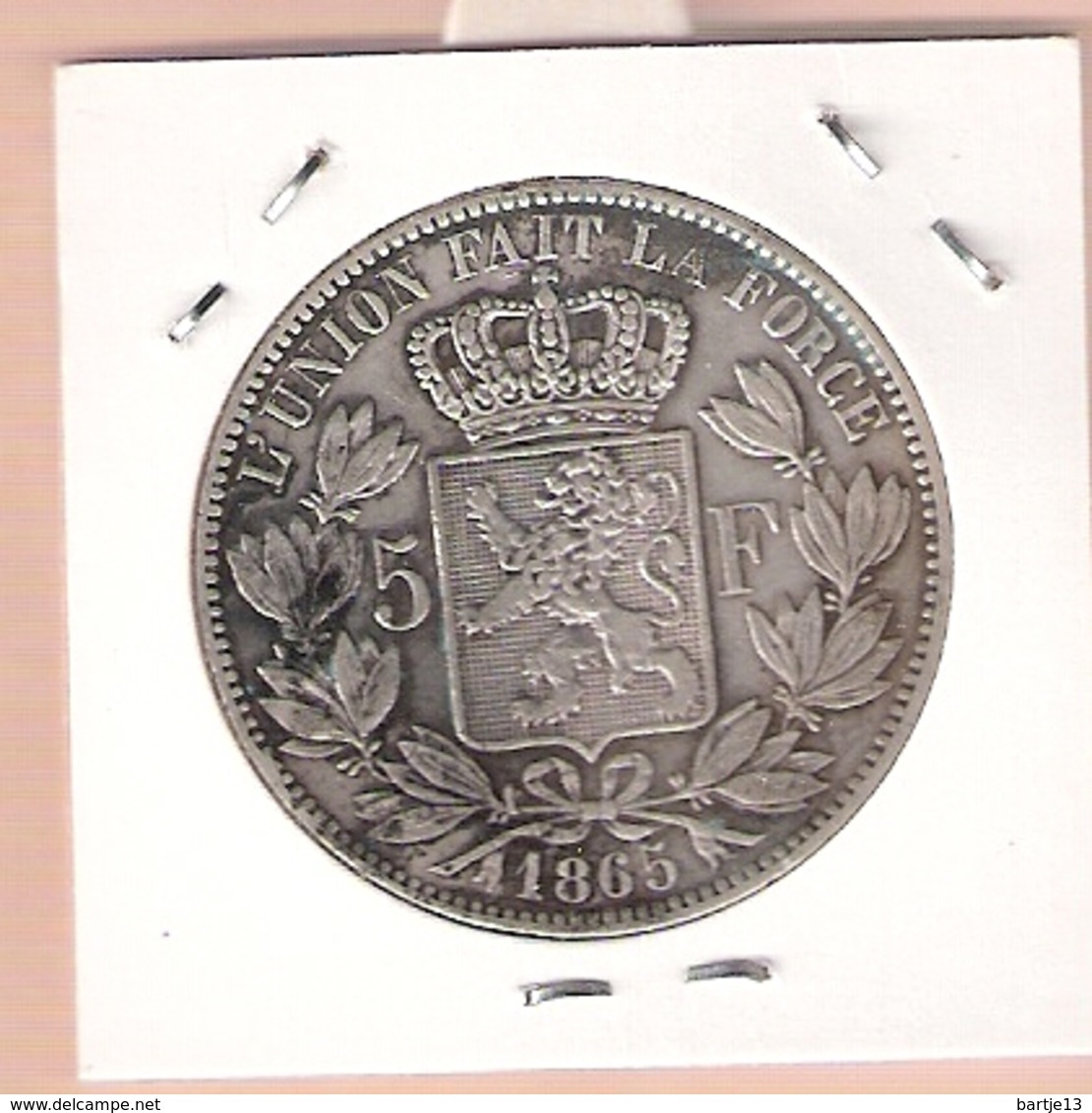 BELGIE 5 FRANCS 1865 LEOPOLD I - 5 Francs