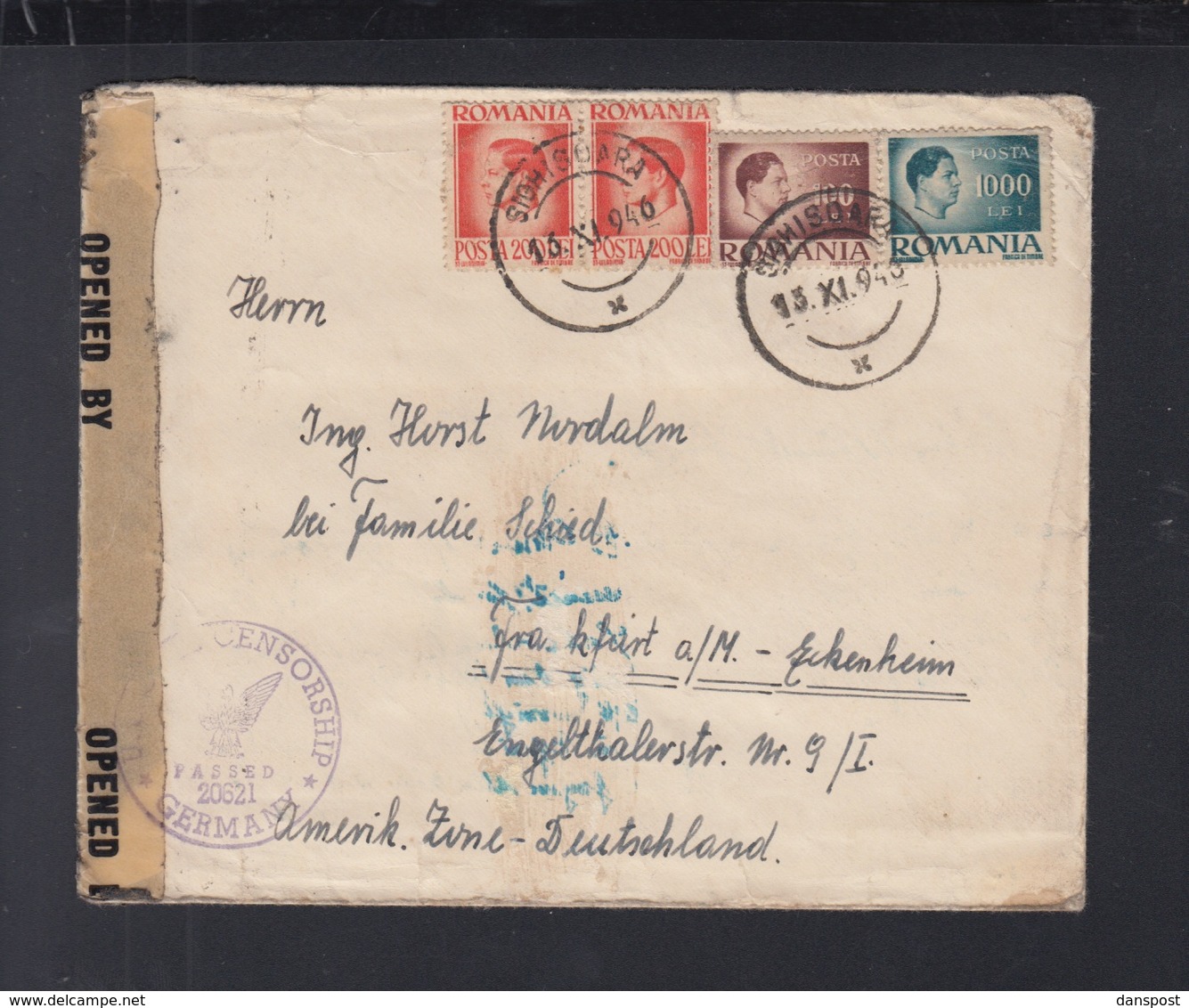 Rumänien Romania Brief 1946  Sighisoara An Sachse In Deutschland US Zone - Cartas & Documentos