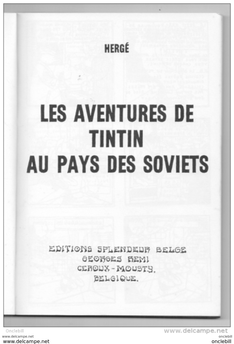 Tintin Au Pays Des Soviets édition Pirate Splendeur Belge 1972 Très Bon état - Hergé