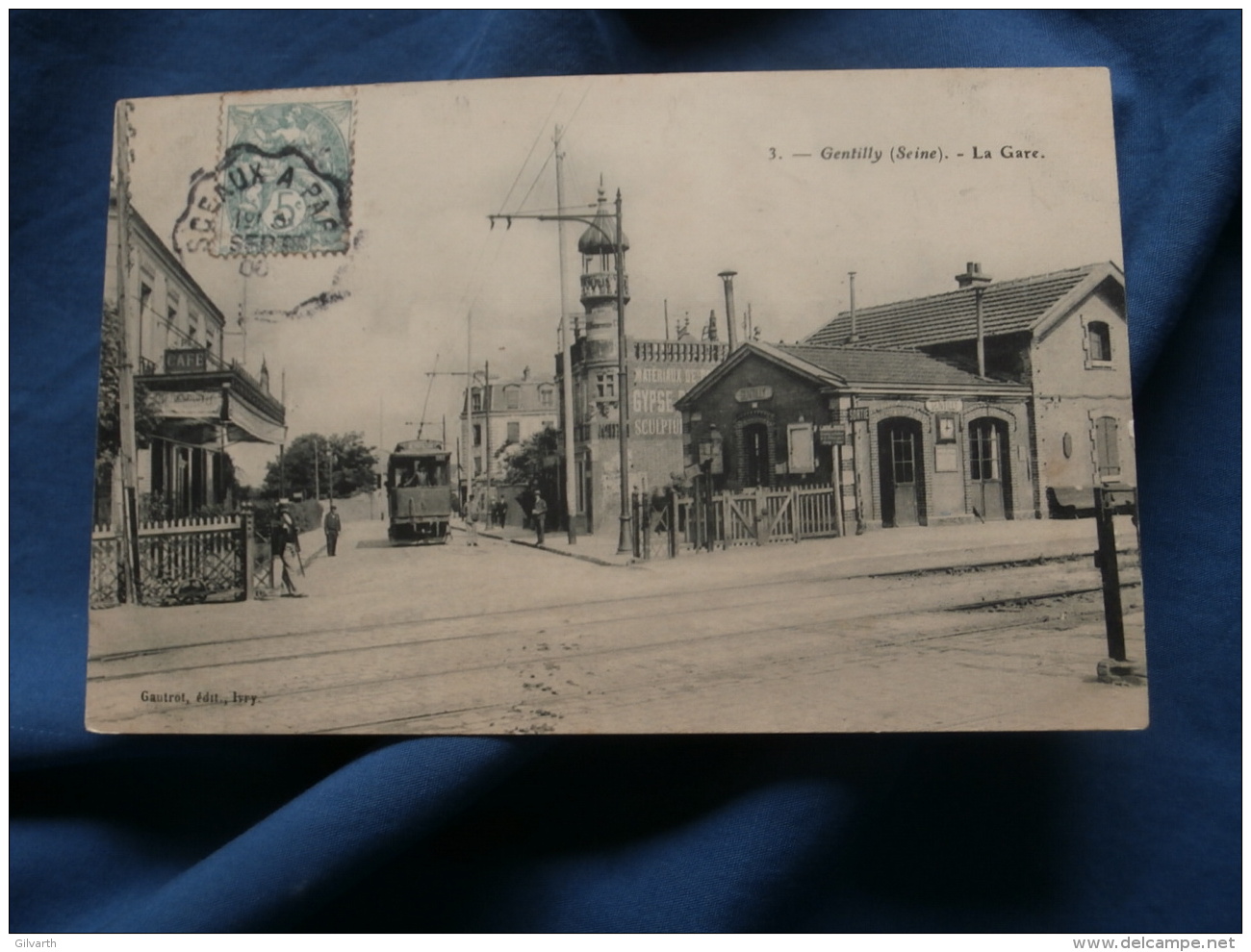 Gentilly  La Gare  Café, Tramway - Animée - Ed. Gautrot 3 - Circulée 1906 - R184 - Gentilly