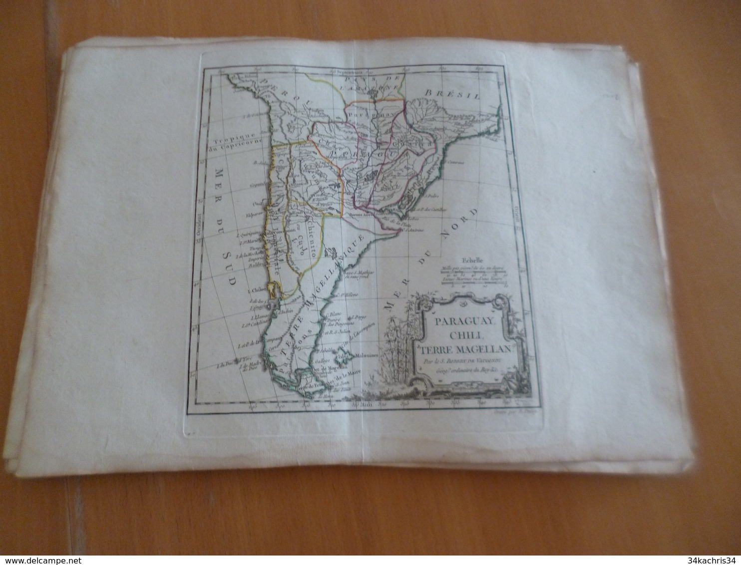 Carte Atlas Vaugondy 1778 Gravée Par Dussy 40 X 29cm Mouillures Amérique Du Sud South America - Landkarten