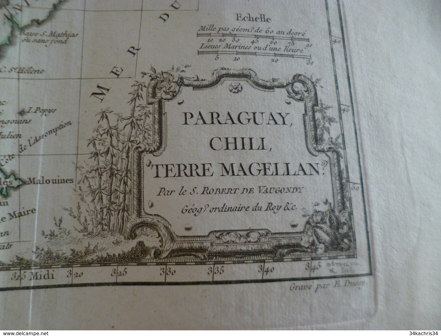 Carte Atlas Vaugondy 1778 Gravée Par Dussy 40 X 29cm Mouillures Amérique Du Sud South America - Landkarten