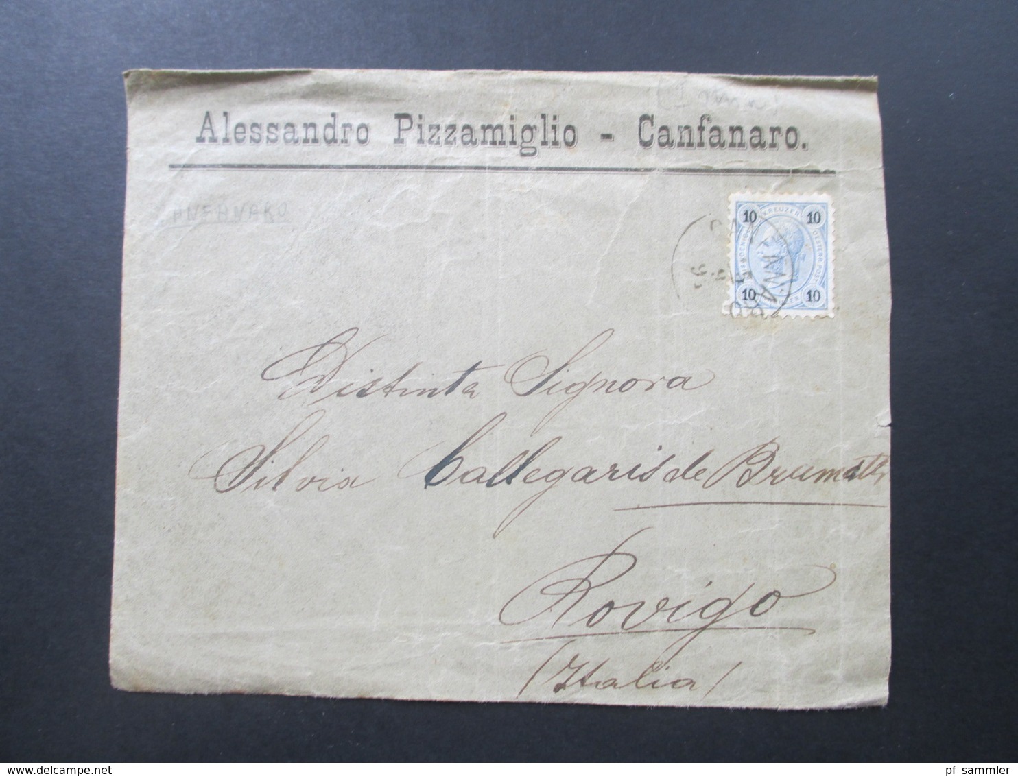 Österreich / Italien Um 1890 Nr. 54 EF Alessandro Pizzamiglio Canfanaro. Stempel Candanaro - Briefe U. Dokumente