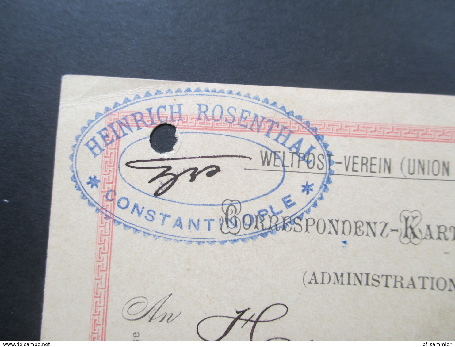 Österreich / Levante 1897 GA P10 Heinrich Rosenthal Constantinople AK Stempel KOS Heiligenstadt (Eichsfeld) - Levante-Marken