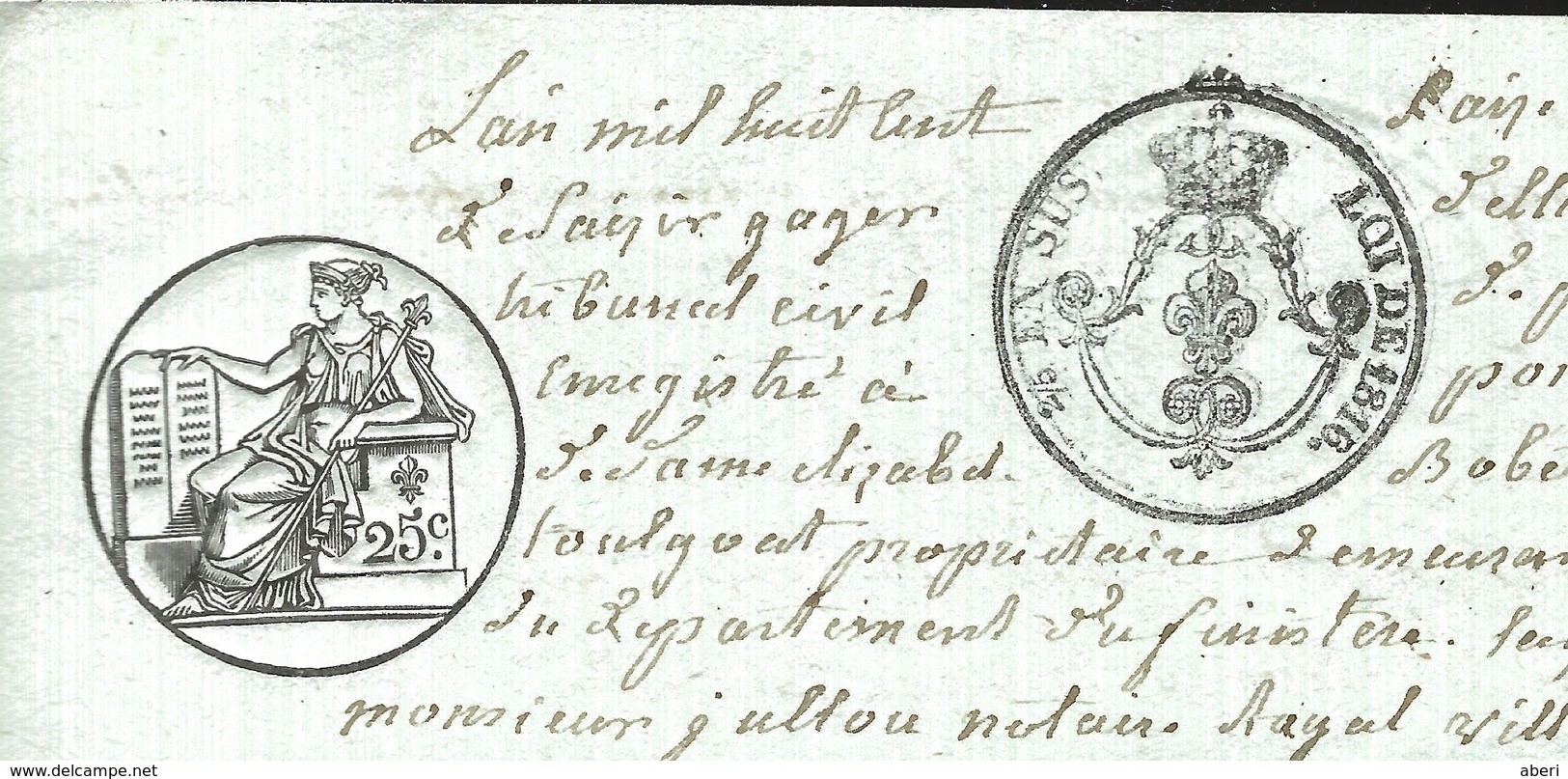 GOURIN - MORBIHAN - Acte Fait Le 5 - 8bre 1816 à GOURIN - Voir Les 4 Scans - Très Beau - Port 2,10€ - Cachets Généralité