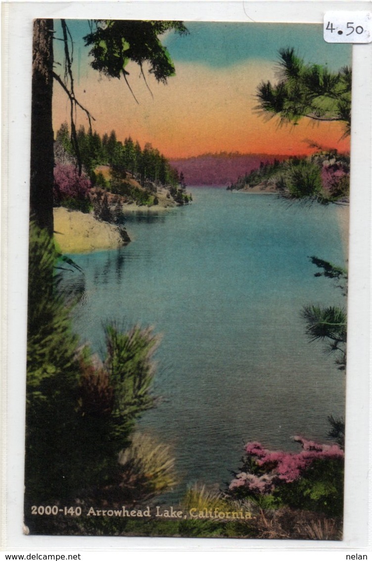 ARROWHEAD LAKE-CALIFORNIA- VIAGGIATA-1938-HAND COLORED - San Bernardino