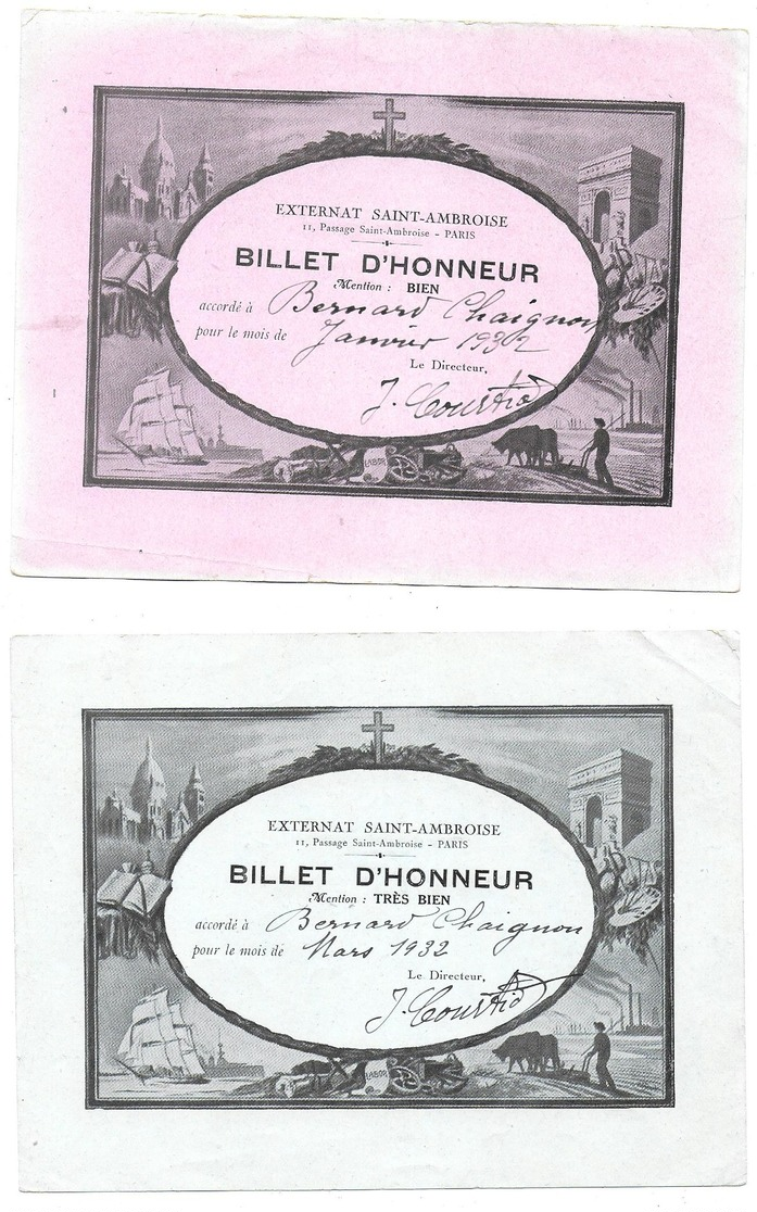Billet D'honneur De 1932 - Diplômes & Bulletins Scolaires