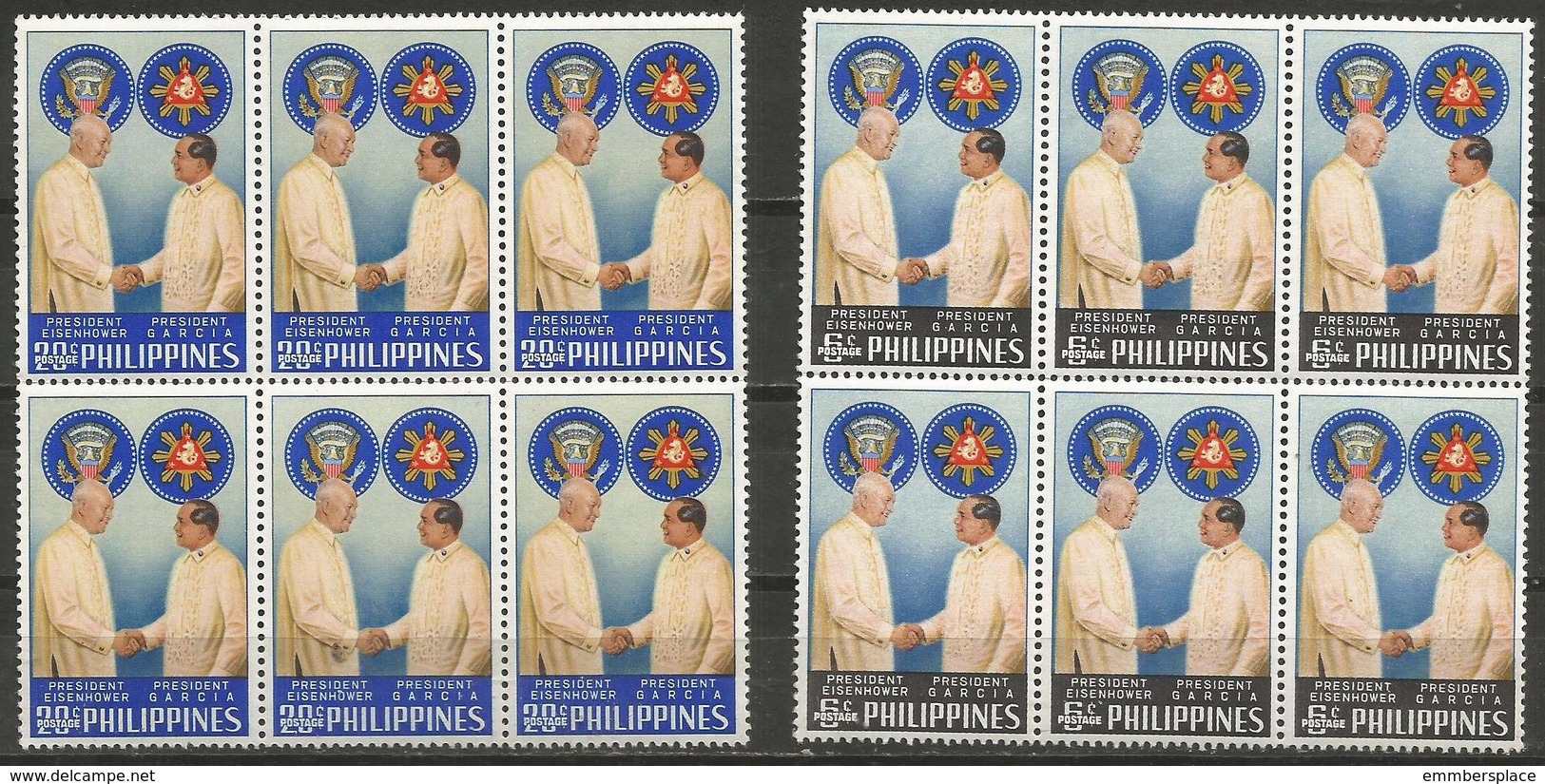 Philippines - 1960 President Eisenhower Visit Blocks Of 6 MNH **   Mi 669-70  Sc 823-4 - Philippines