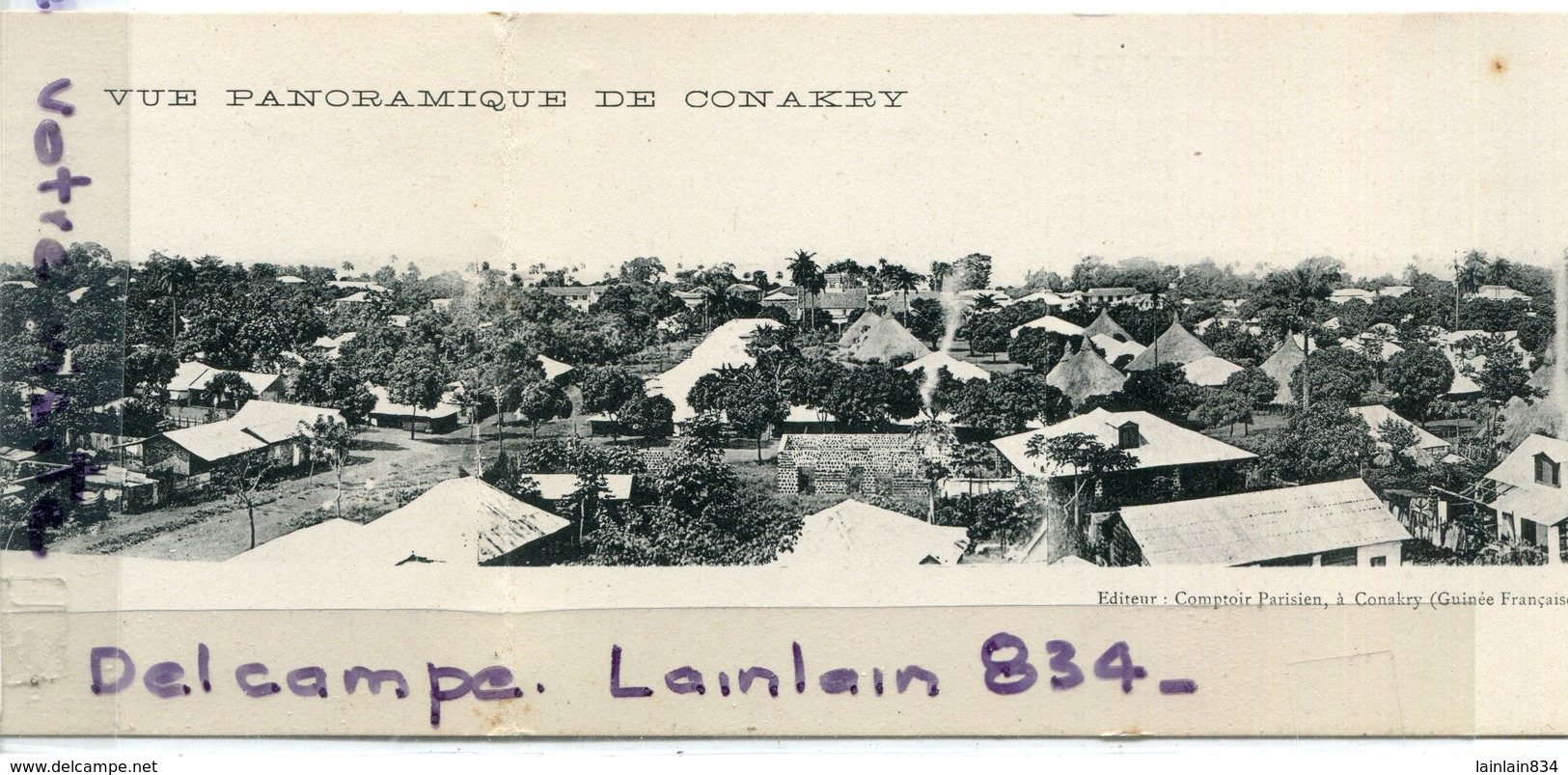 - Vue Panoramique De CONAKRY - Guinée Française, En 2 Volets, Double Carte,  Non écrite, épaisse, TBE, Scans. - Guinée Française