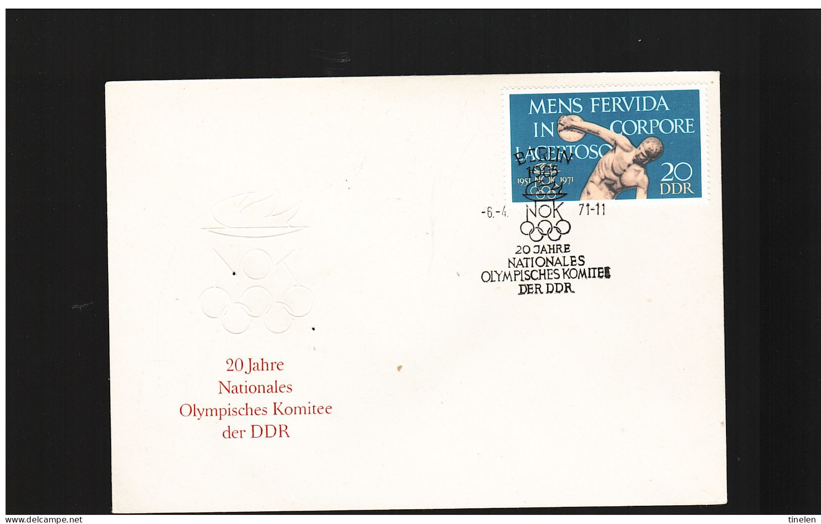 Germania Est /ddr - 1971 Fdc  20° COMITATO OLIMPICO NAZIONALE - Altri & Non Classificati