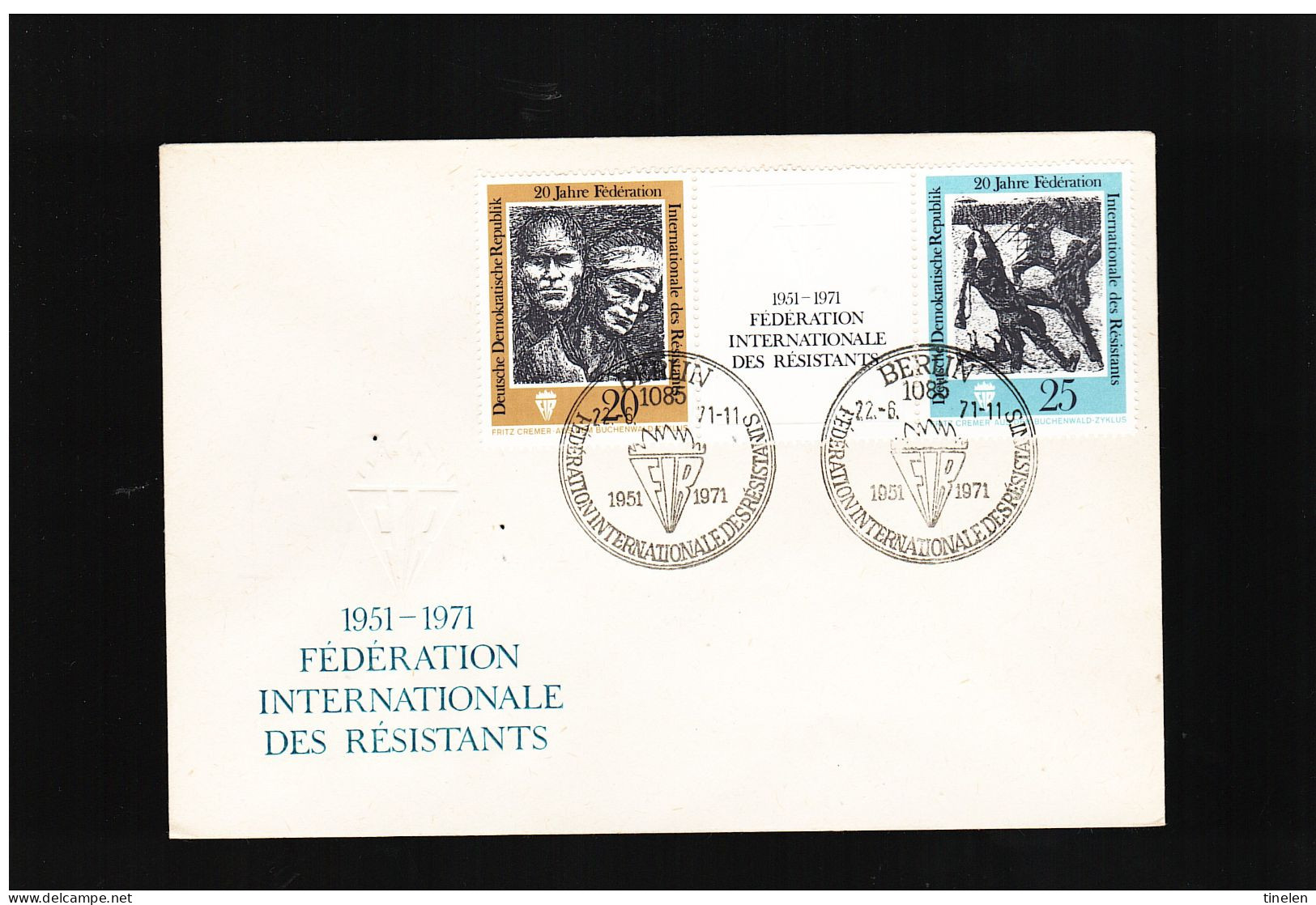 Germania Est- Ddr - 1971 Fdc FEDERATION INTERNATIONALE DES RESISTANTS - Altri & Non Classificati