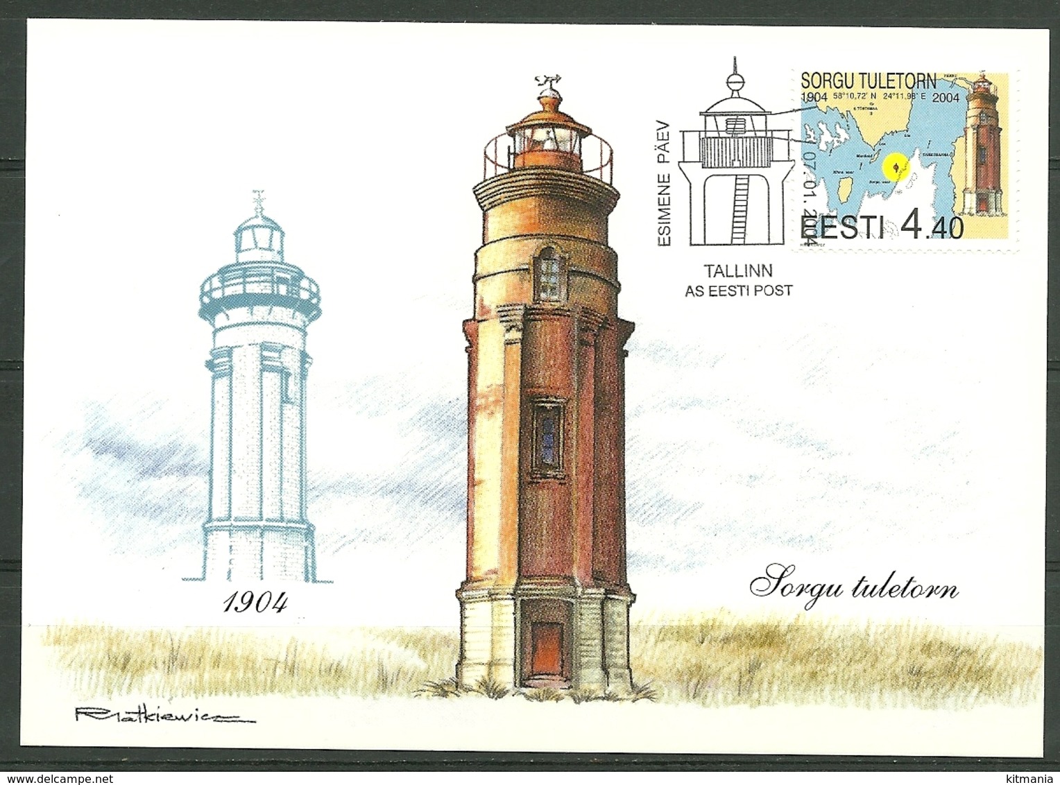 2004 Estonia Max.Card First Day Cancel - P1099 - Lighthouses
