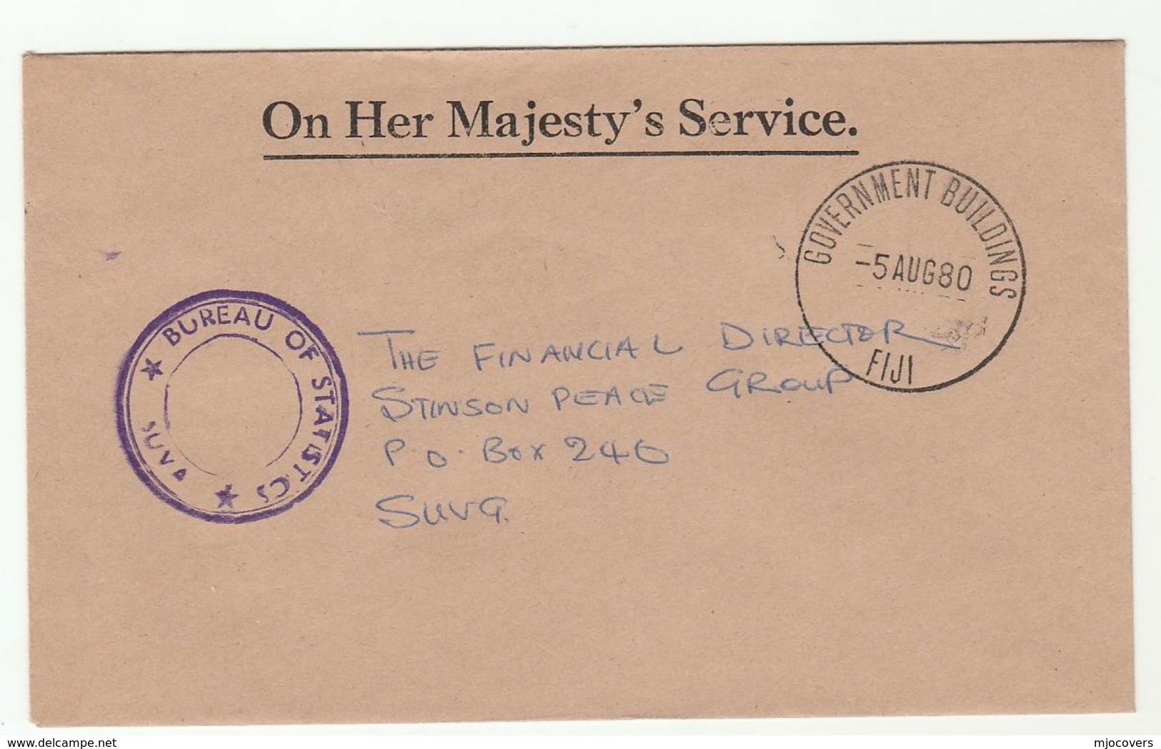 1980 FIJI BUREAU OF STATISTICS Government Buildings OHMS COVER - Fiji (1970-...)