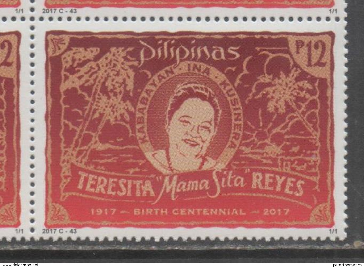 PHILIPPINES, 2017, MNH, COOKING, FOOD, TERESITA MAMA SITA REYES,1v - Food